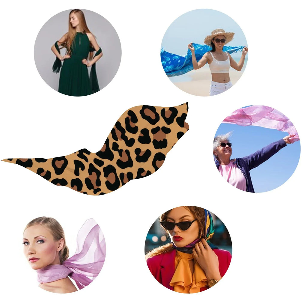 FREEAMG Yellow Leopard Silk Long Scarf for Girls Large Oblong Sunscreen Shawls Wraps Neck Headscarf Hair Wraps Gift Packed
