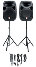 Rockville RPG122K 12" Portable PA System 2 Burgundy Speakers Bluetooth+Mic+Stands