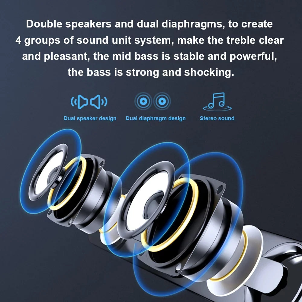Andoer V 111 Computer Speaker USB Scarlet Powerful Bar Stereo Subwoofer Bass Speaker Blue LED Light, All match Decoration