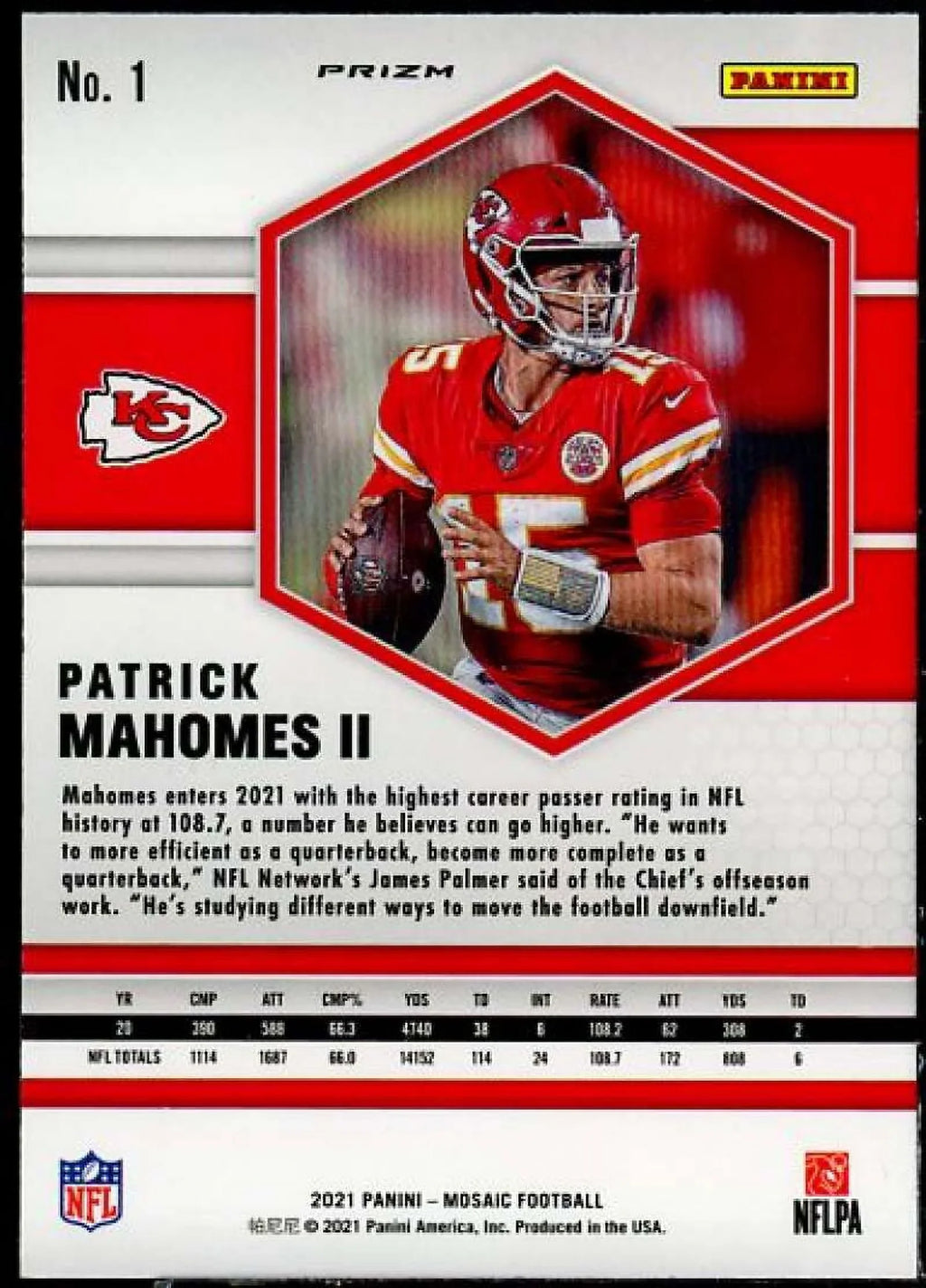 Patrick Mahomes II Card 2021 Panini Mosaic Mosaic Green #1