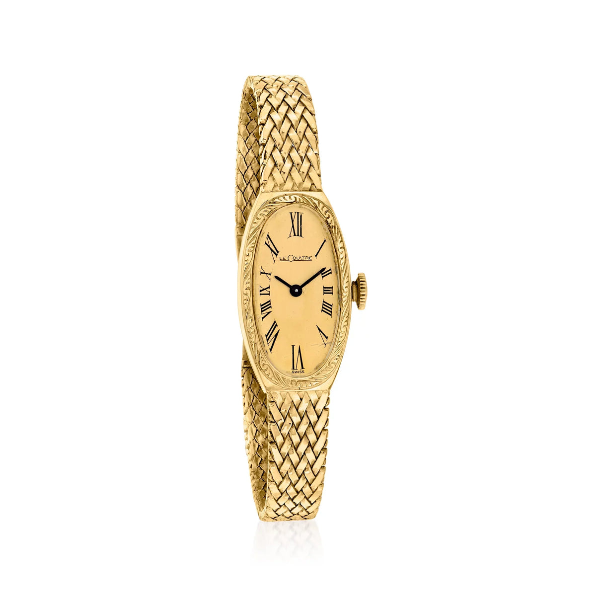 Ross-Simons C. 1970 Vintage Lecoultre 14kt Yellow Gold Mesh Watch, Feminine Adult, Pre-Owned