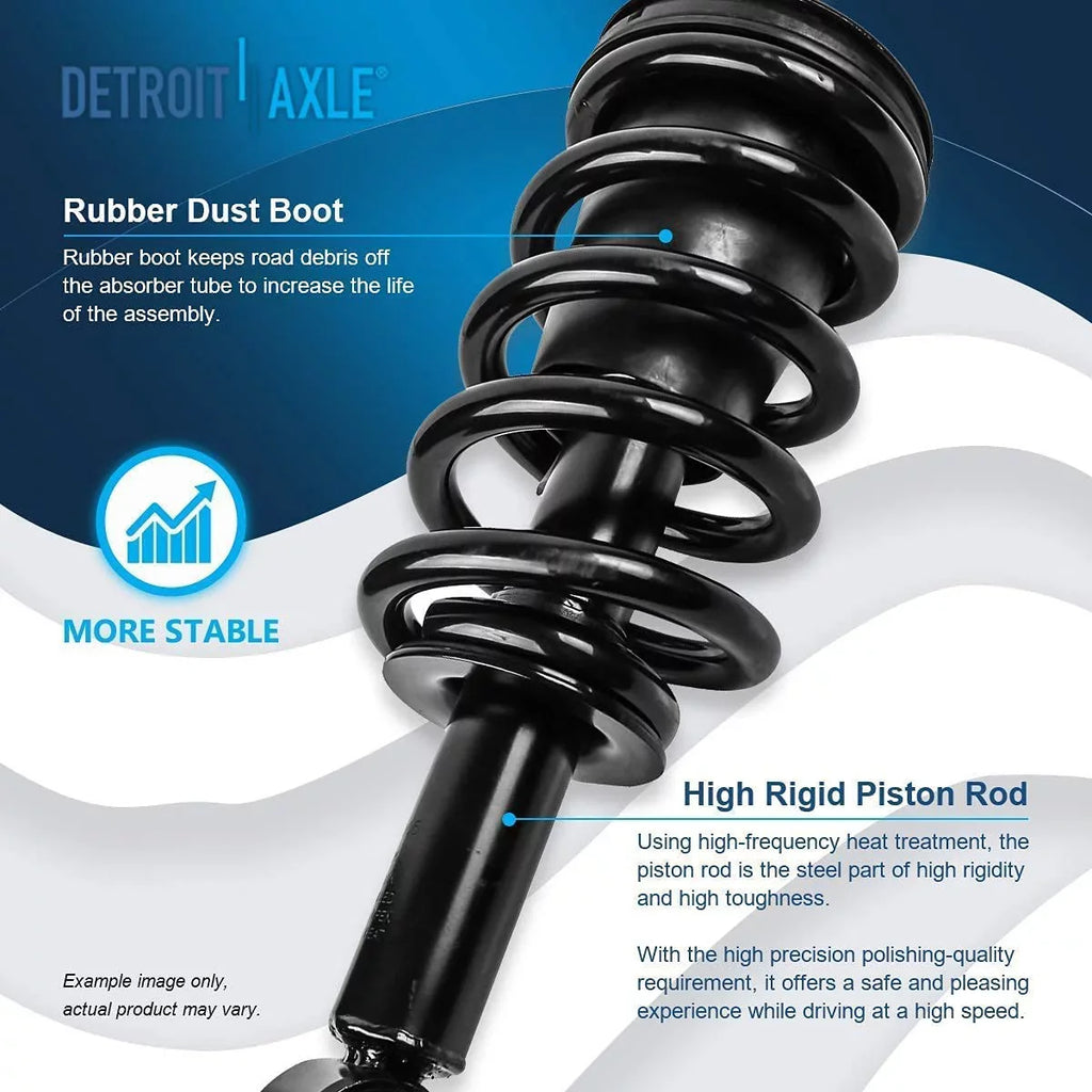 Detroit Axle - Struts Shocks for 2007-2013 GMC Chevy Silverado Sierra 1500 [Exc. Electronic Susp.] Complete 2 Front Struts w/Coil Spring 2 Rear Shock Absorbers 2008 2009 2010 2011 2012 Replacement