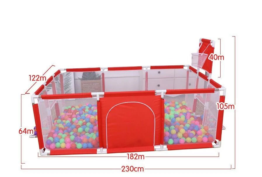 JahyShow Large 70in Baby Playpen - Foldable Playard with Breathable Burgundy