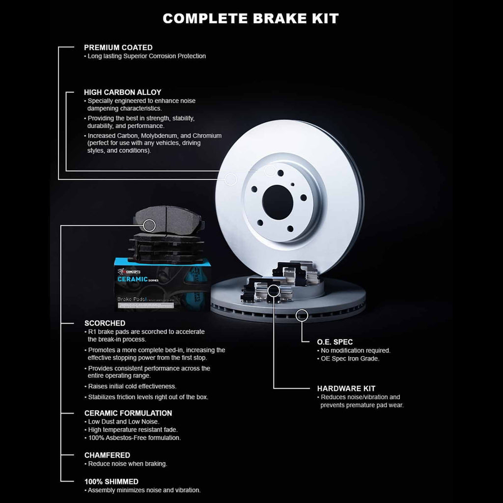 R1 Concepts Wdwh1 76007 R1 Concepts Brake Rotor Carbon Coated With Ceramic Pads Fits select: 1999-2003 LEXUS RX