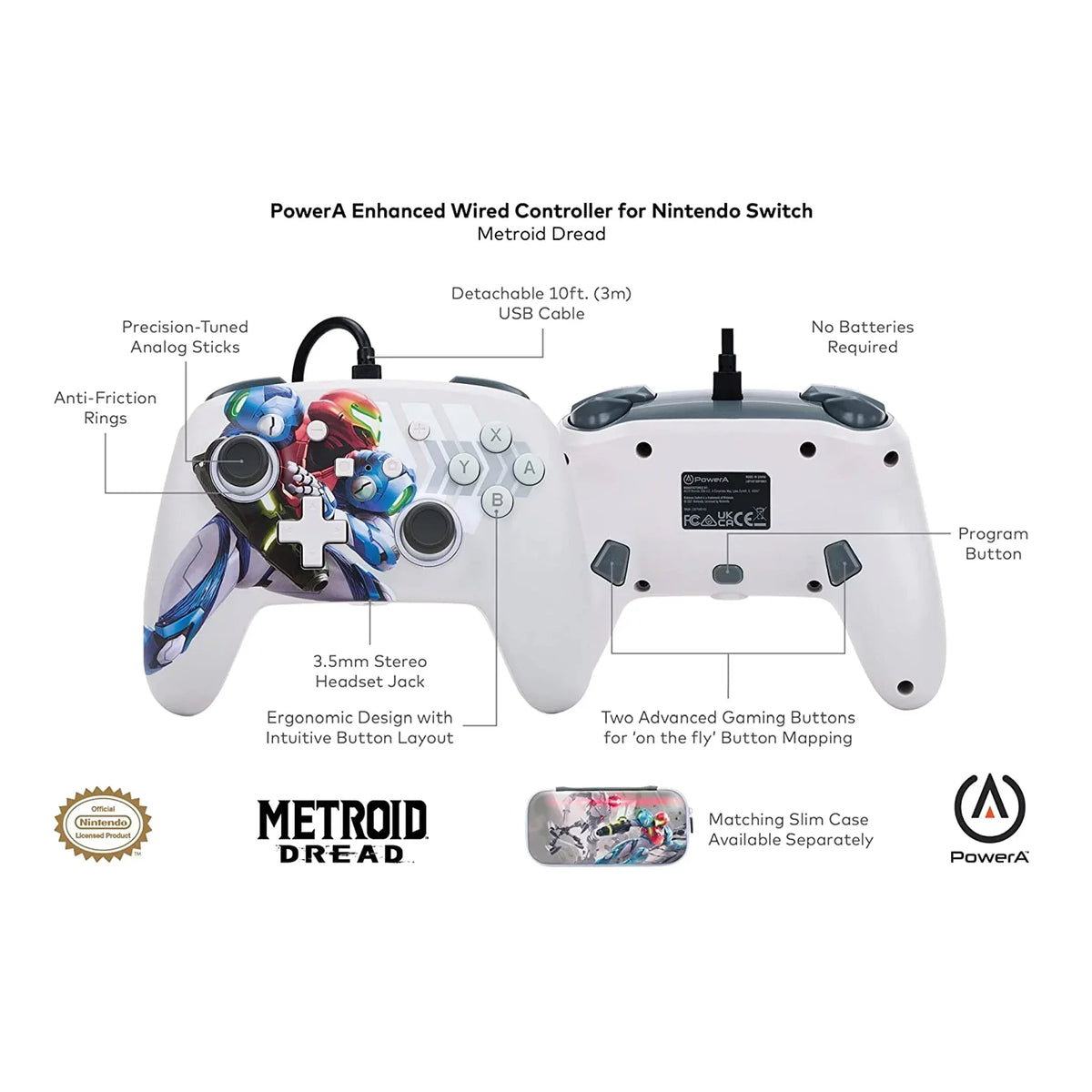 PowerA Enhanced Scarlet Controller for Nintendo Switch - Metroid Dread [Nintendo Switch Accessory]