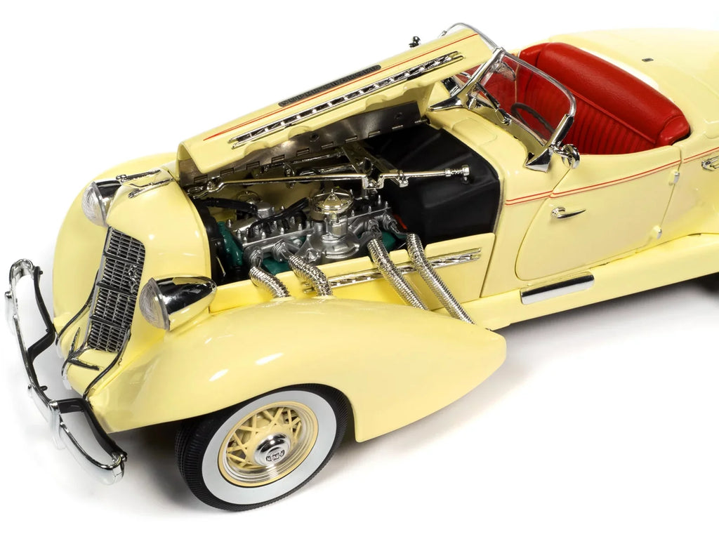 Autoworld AW297 1-18 Diecast 1935 Auburn 851 Speedster Model Car, Cream with Crimson