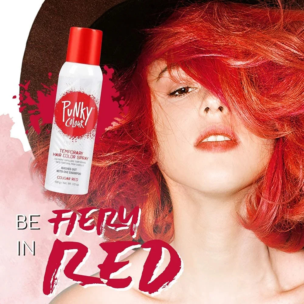 Punky Temporary Hair Color Spray, Cougar Burgundy Non-Damaging Spray-On Hair Dye Instant Vivid Hair Color, 3.5 oz, 1-Pack