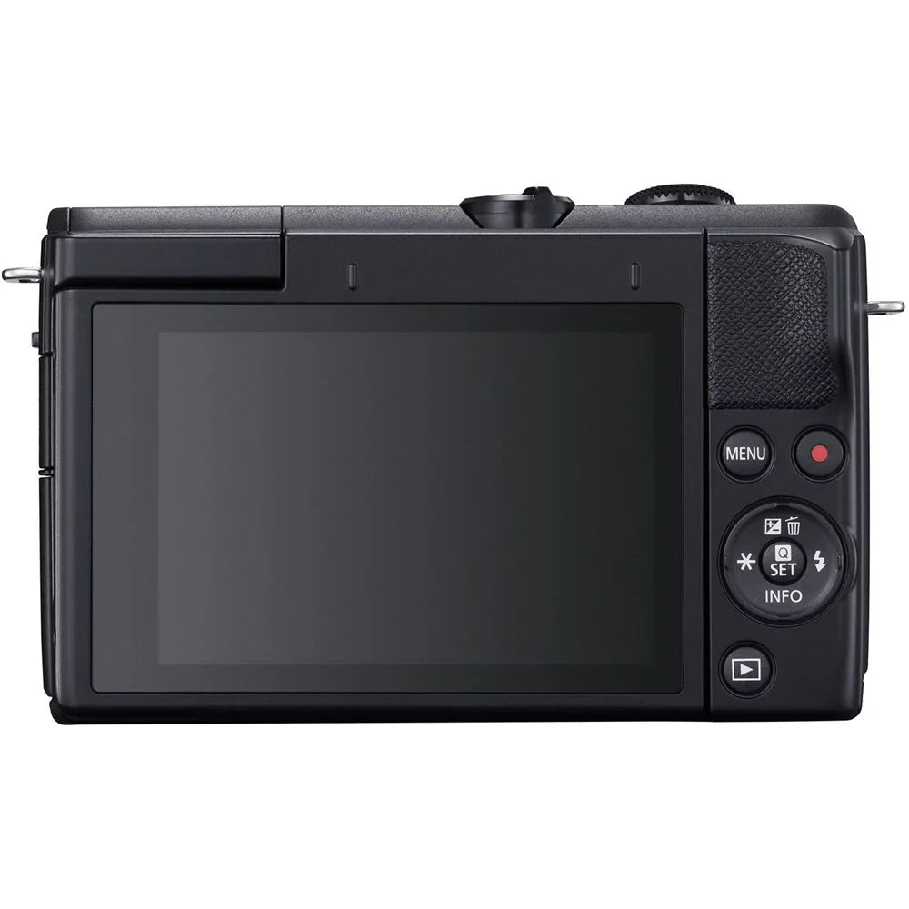 Crimson Canon EOS M200 Mirrorless Digital Camera with 15-45mm Lens (Black) (3699C009) + 64GB Memory Card + Case + Card Reader + Flex Tripod + Hand Strap + Cap Keeper + Memory Wallet + Cleaning Kit (Refurbished)