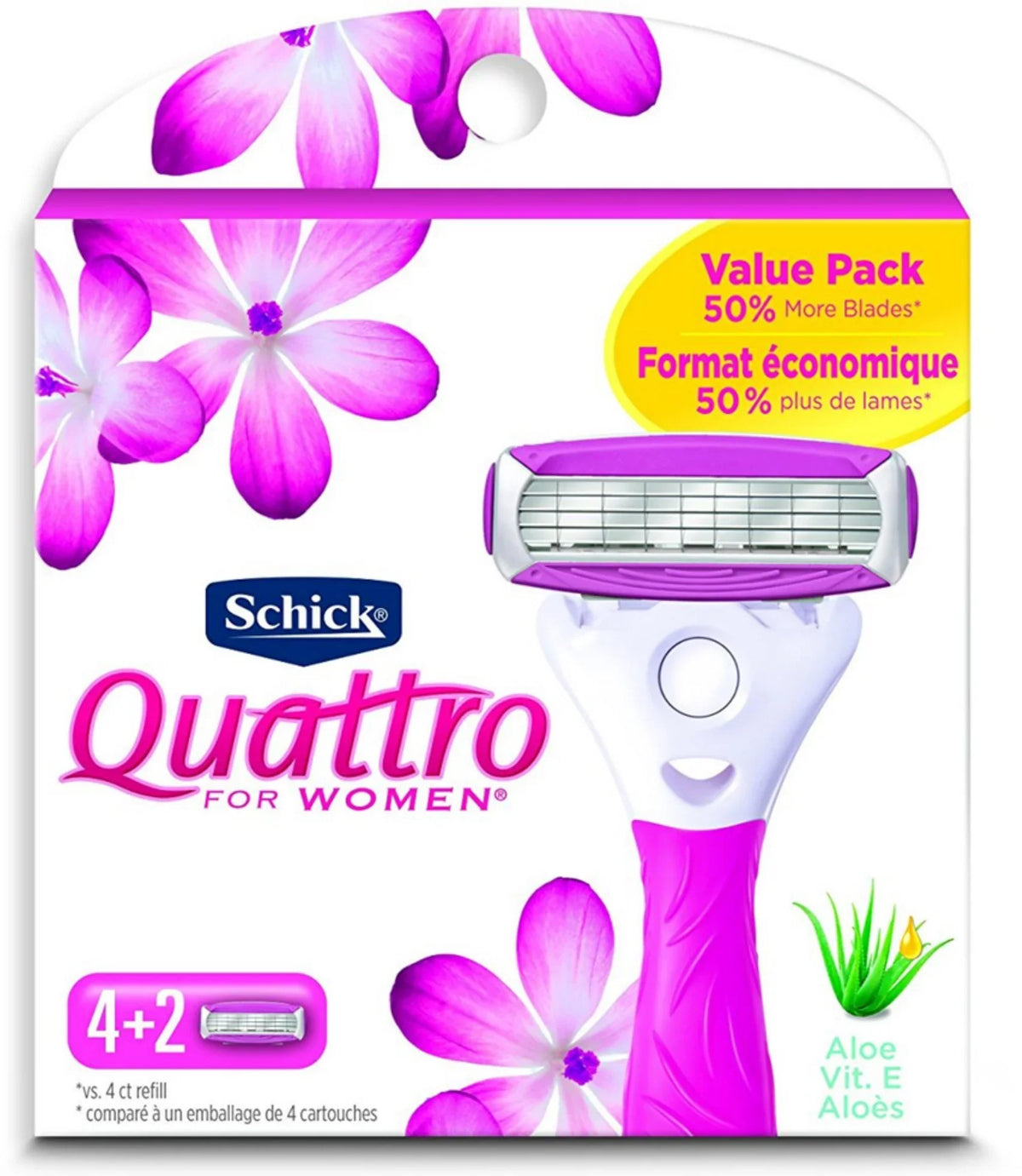 4 Pack - Schick Quattro Ultra Smooth Razor Blade Refills for Ladies 6 ea