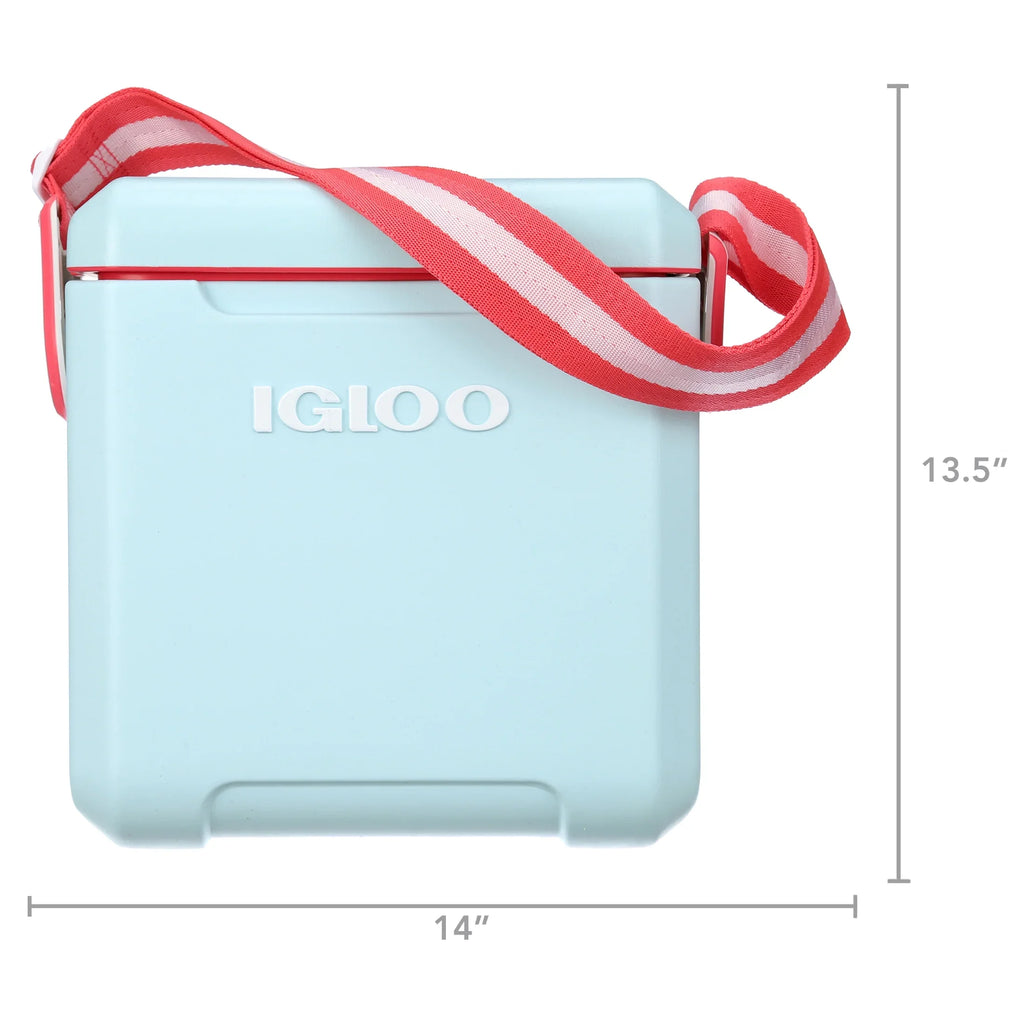 Igloo 11 Qt Tag-a-Long Hard Sided Cooler, Blue Aqua and Scarlet
