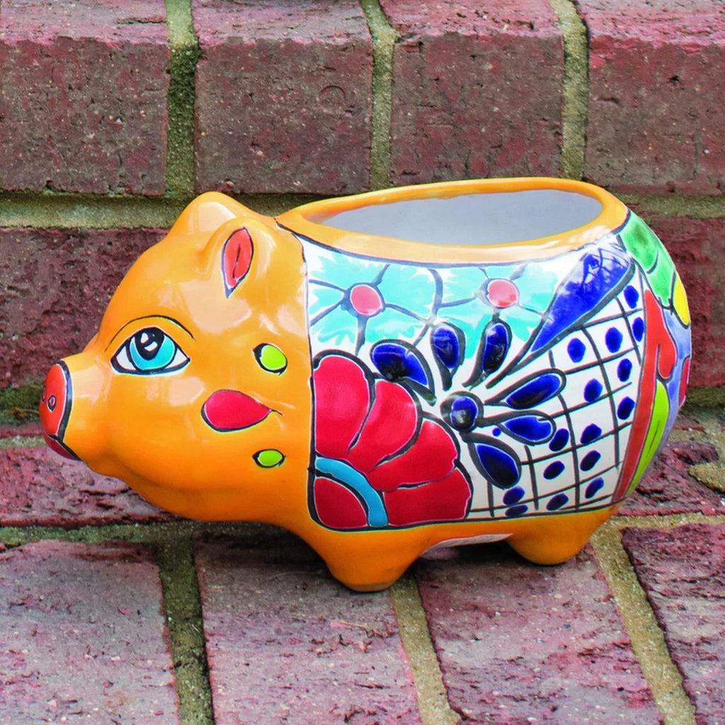 Avera Products Talavera 6 in. H X 9 in. W Ceramic Pig Planter Scarlet