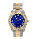 Mens Silver Big Rocks with Roman Numerals Fully Iced Out Colorful Dial Watch - ST10327 RN Single (ST10328TT Blood Ruby