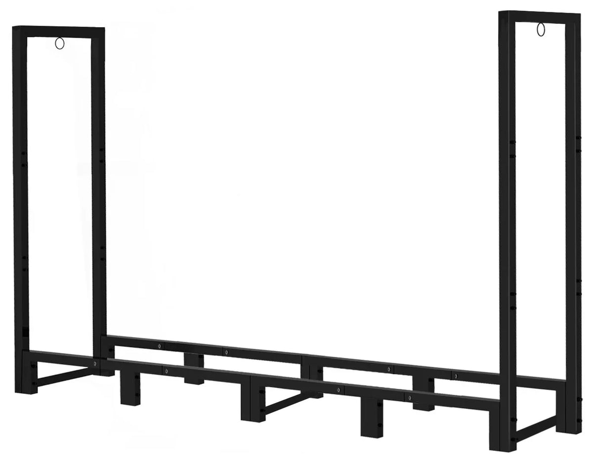 Koutemie 8Ft Outdoor Firewood Rack Holder for Fireplace Wood Storage, Adjustable Fire Log Stacker Stand, Black
