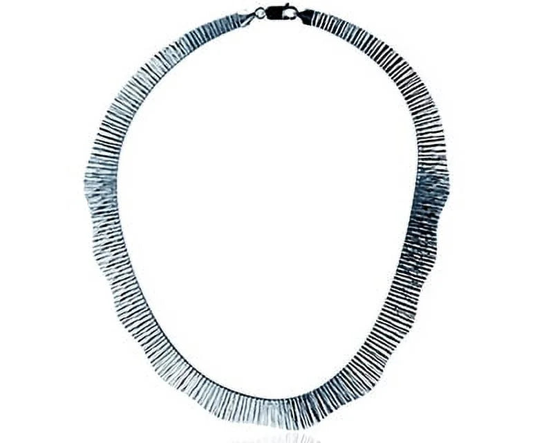 Sterling Silver Rhodium 16mm Graduated Wavy Cleopatra 16" Omega Necklace