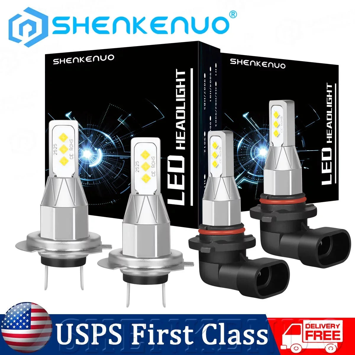 For Mazda CX-7 2007-2010 2011 2012 Combo Kit 9005 H7 LED Headlight High Low Beam