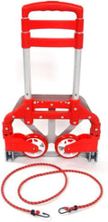 Aluminium Portable Folding Collapsible Push Truck,Hand Trolley Luggage Hand Cart and Dolly 165.35 lbs (75kg) for Home, Auto, Office,Travel Use Ruby