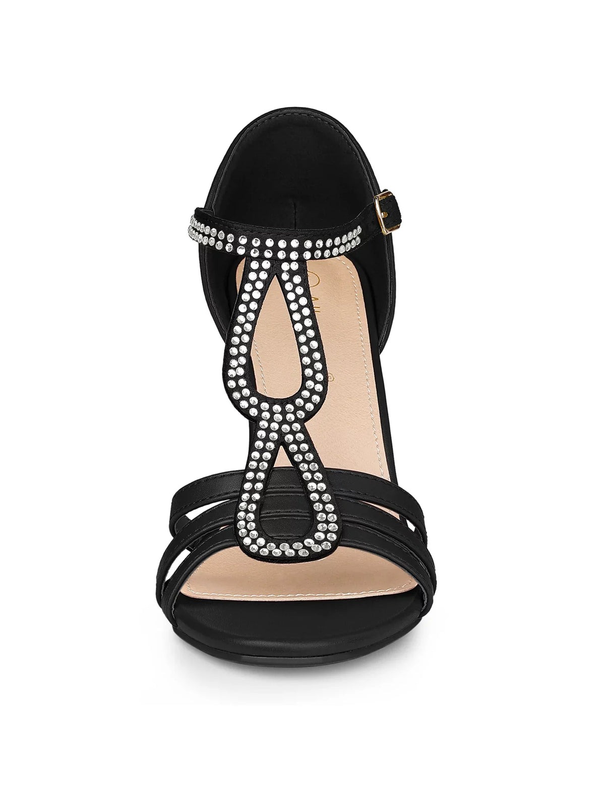 Allegra K Female Rhinestone Ankle Strap Open Toe Stiletto Heels Sandals