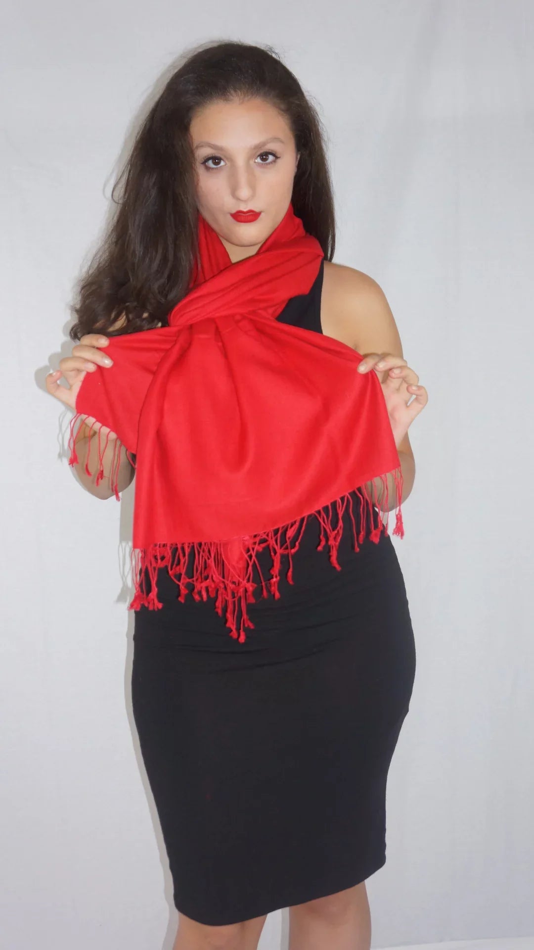 Scarf/Scarves/Shawl/Shawls/Stole/Wrap/Pashmina Scarf/Pashmina Shawl/Cashmere/Cashmere Scarf/Wool/Silk (Lipstick Crimson