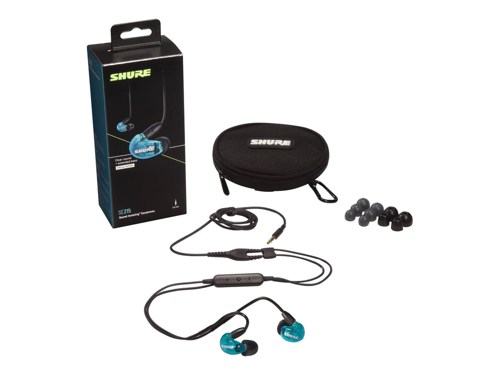 Shure SE215 Sound Isolating - Blue Special Edition - earphones with mic - in-ear - Crimson - 3.5 mm jack - noise isolating - blue
