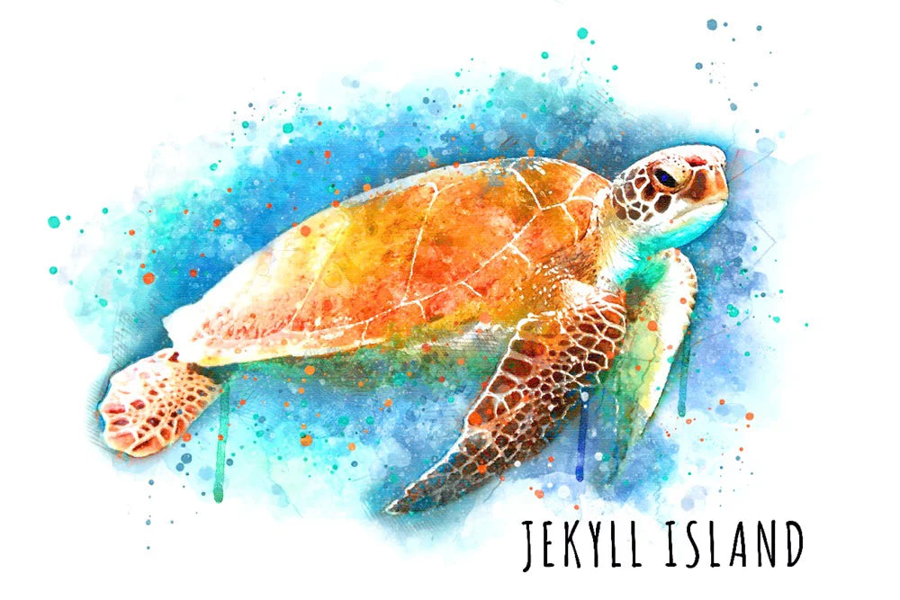 Jekyll Island, Georgia, Sea Turtle, Watercolor (19x27 inches, Premium 500 Piece Jigsaw Puzzle for Adults and Family, Made in USA)