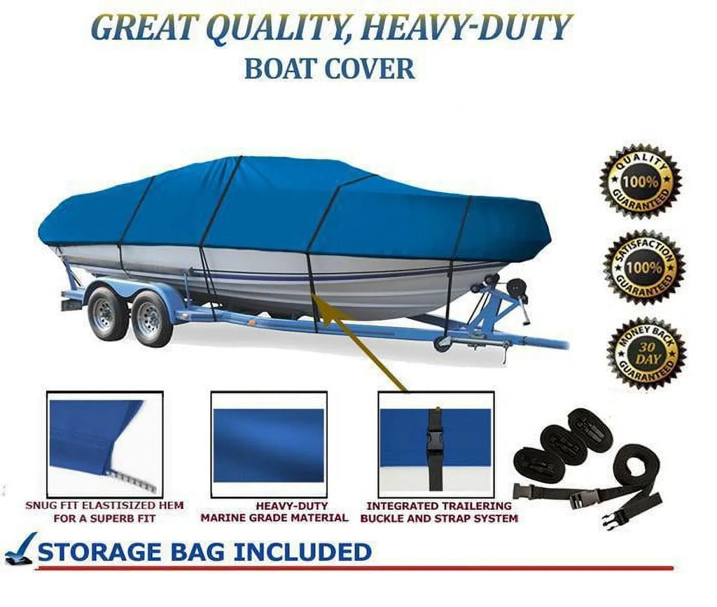 BLUE, GREAT QUALITY BOAT COVER Compatible for LUND MIRADO 16 ALL YEARS