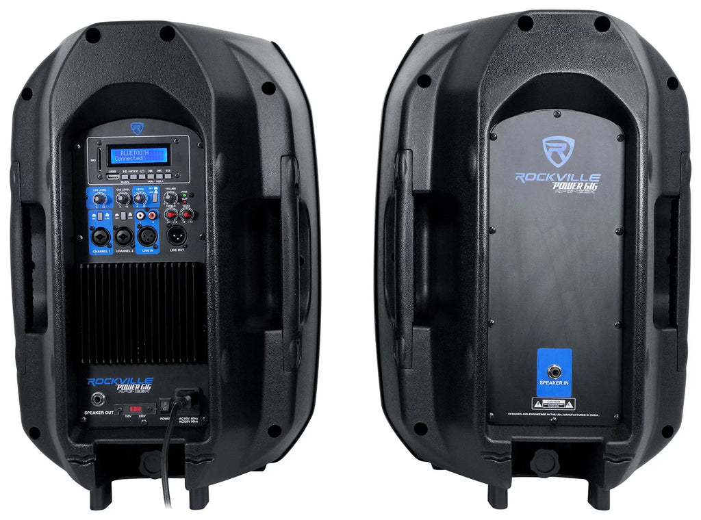 Rockville RPG122K 12" Portable PA System 2 Burgundy Speakers Bluetooth+Mic+Stands