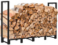 Koutemie 8Ft Outdoor Firewood Rack Holder for Fireplace Wood Storage, Adjustable Fire Log Stacker Stand, Black