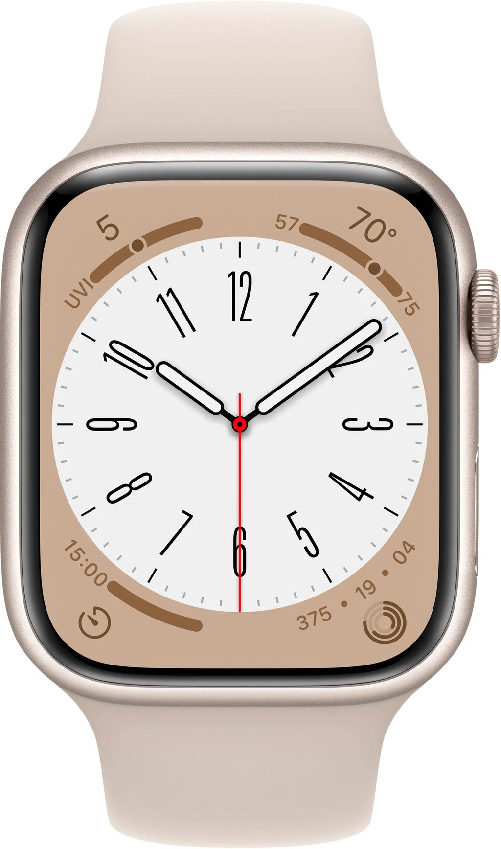 Crimson Apple Watch Gen 8 Series 8 45mm Starlight Aluminum Starlight Sport Band MNUP3LL/A (Refurbished)