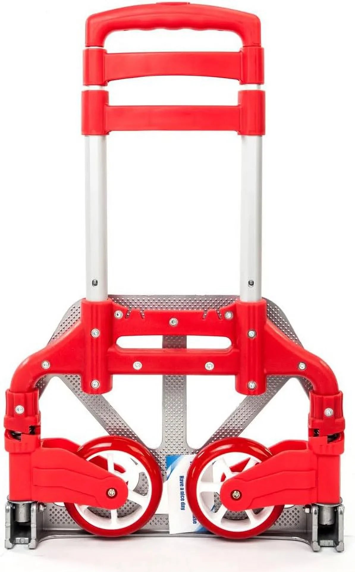 Aluminium Portable Folding Collapsible Push Truck,Hand Trolley Luggage Hand Cart and Dolly 165.35 lbs (75kg) for Home, Auto, Office,Travel Use Ruby