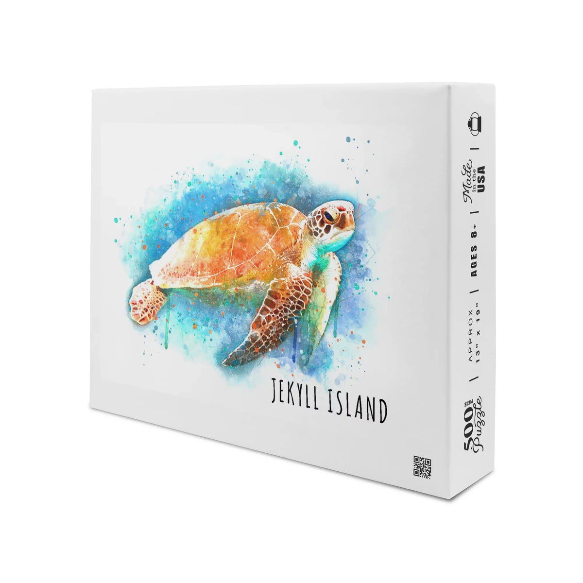 Jekyll Island, Georgia, Sea Turtle, Watercolor (19x27 inches, Premium 500 Piece Jigsaw Puzzle for Adults and Family, Made in USA)