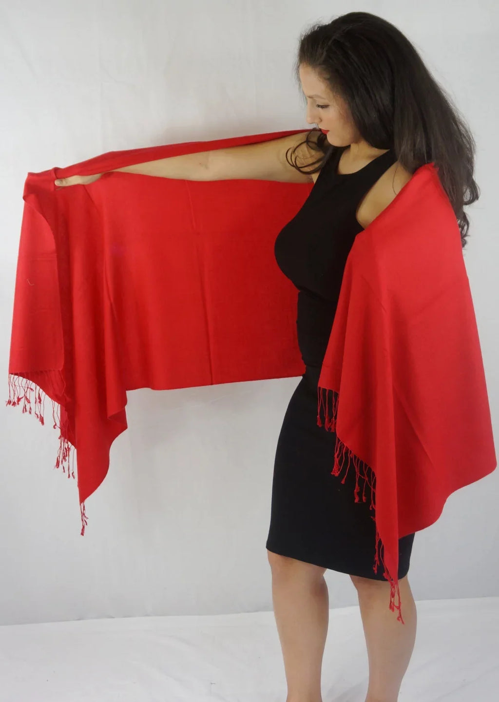 Scarf/Scarves/Shawl/Shawls/Stole/Wrap/Pashmina Scarf/Pashmina Shawl/Cashmere/Cashmere Scarf/Wool/Silk (Lipstick Crimson