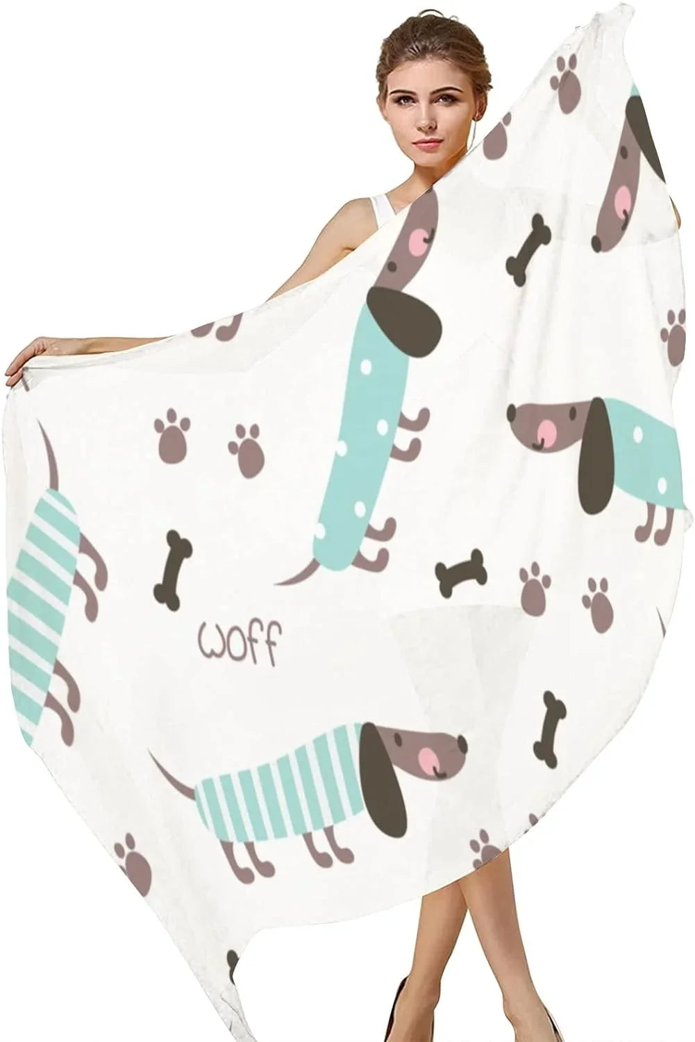 Hyjoy Dachshunds And Bones Long Silk Neck Scarf Lightweight Shawl Wrap Scarves for Female Girls