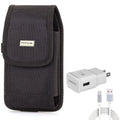 6ft USB Cable Type-C Fast Home Charger w Holster Rugged Case Belt Clip for Xiaomi Crimson Note 7 10 Pro, Mi 9T - ZTE Blade Z Max X1 5G 10, Axon 10 Pro, 11 Prime 2S
