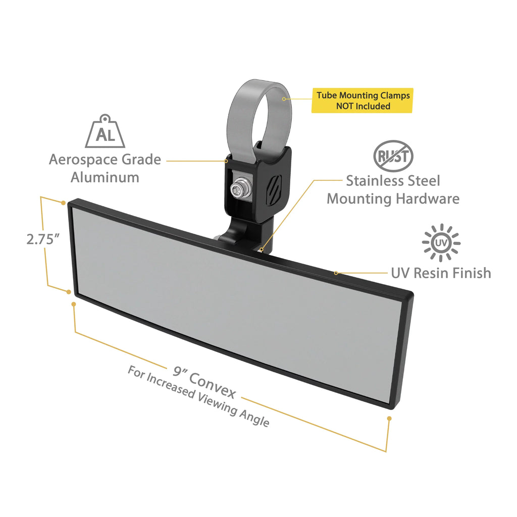 Scosche PSM21009-185 BaseClamp 9” Panoramic View Mirror with 1.85” Tube Clamps