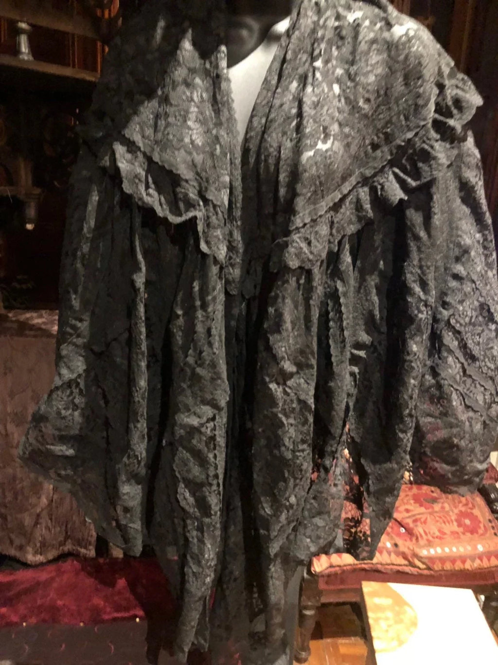 Vintage Victorian Style Antique Lace Black Scarlet Summer Scarf Wrap