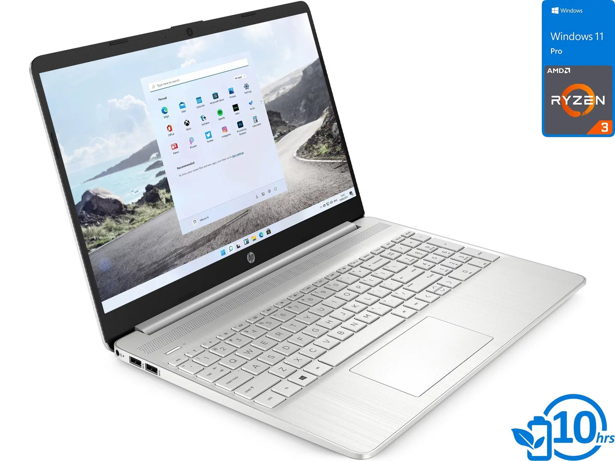 HP 15 Laptop, 15.6" HD Display, AMD Ryzen 3 5300U Upto 3.8GHz, 8GB RAM, 512GB NVMe SSD, Vega 6, HDMI, Card Reader, Wi-Fi, Bluetooth, Windows 11 Pro