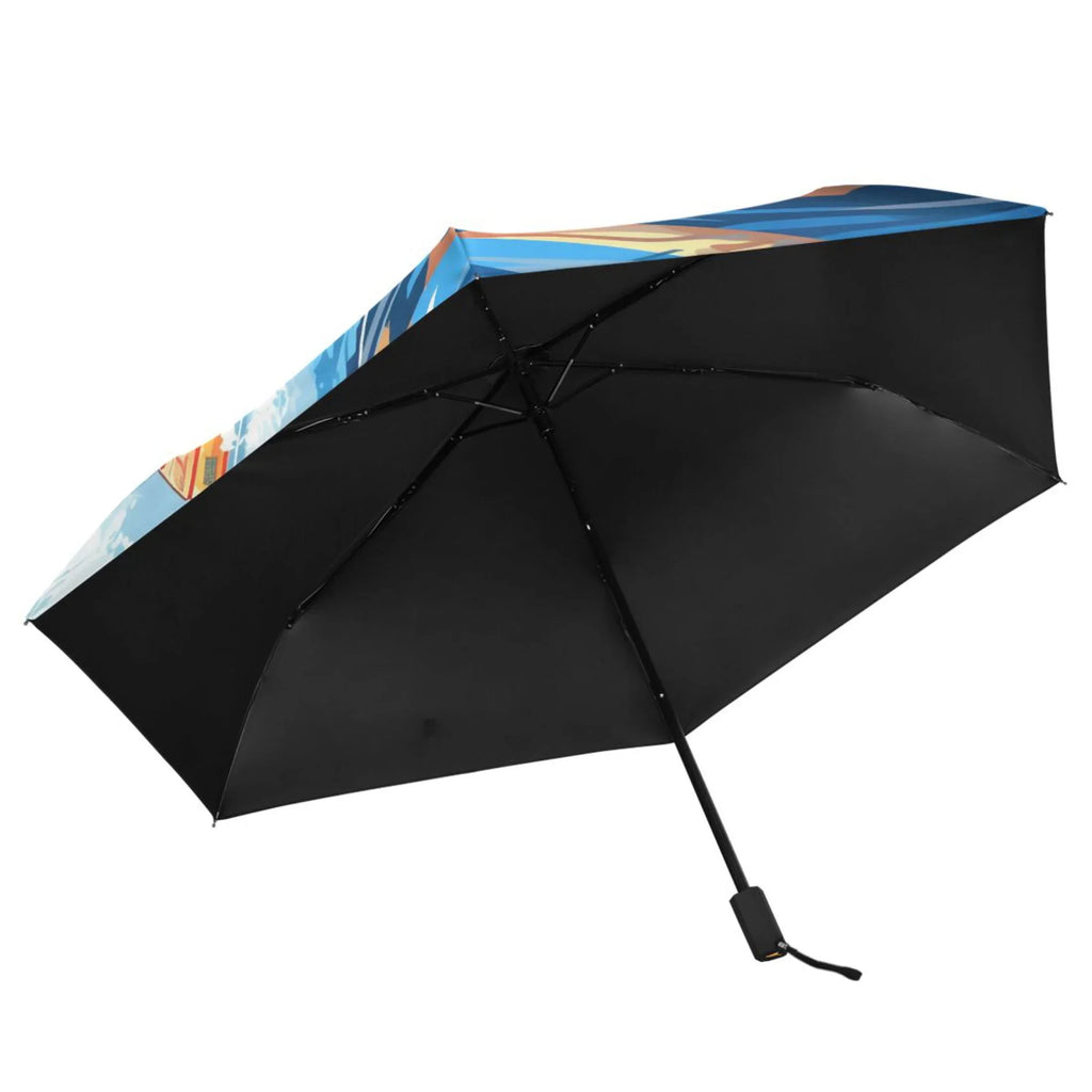 Boating Compact Folding Umbrella for Rain Windproof Travel Umbrella UPF 50+ Lightweight Packable Arc Fit