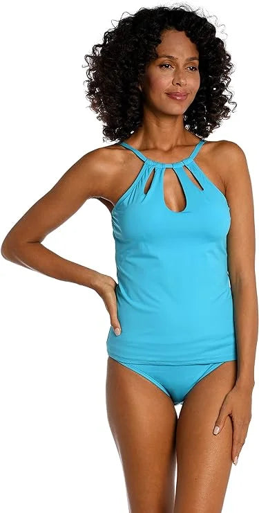 La Blanca Feminine Island Goddess High Neck Keyhole Tankini Swimsuit Top
