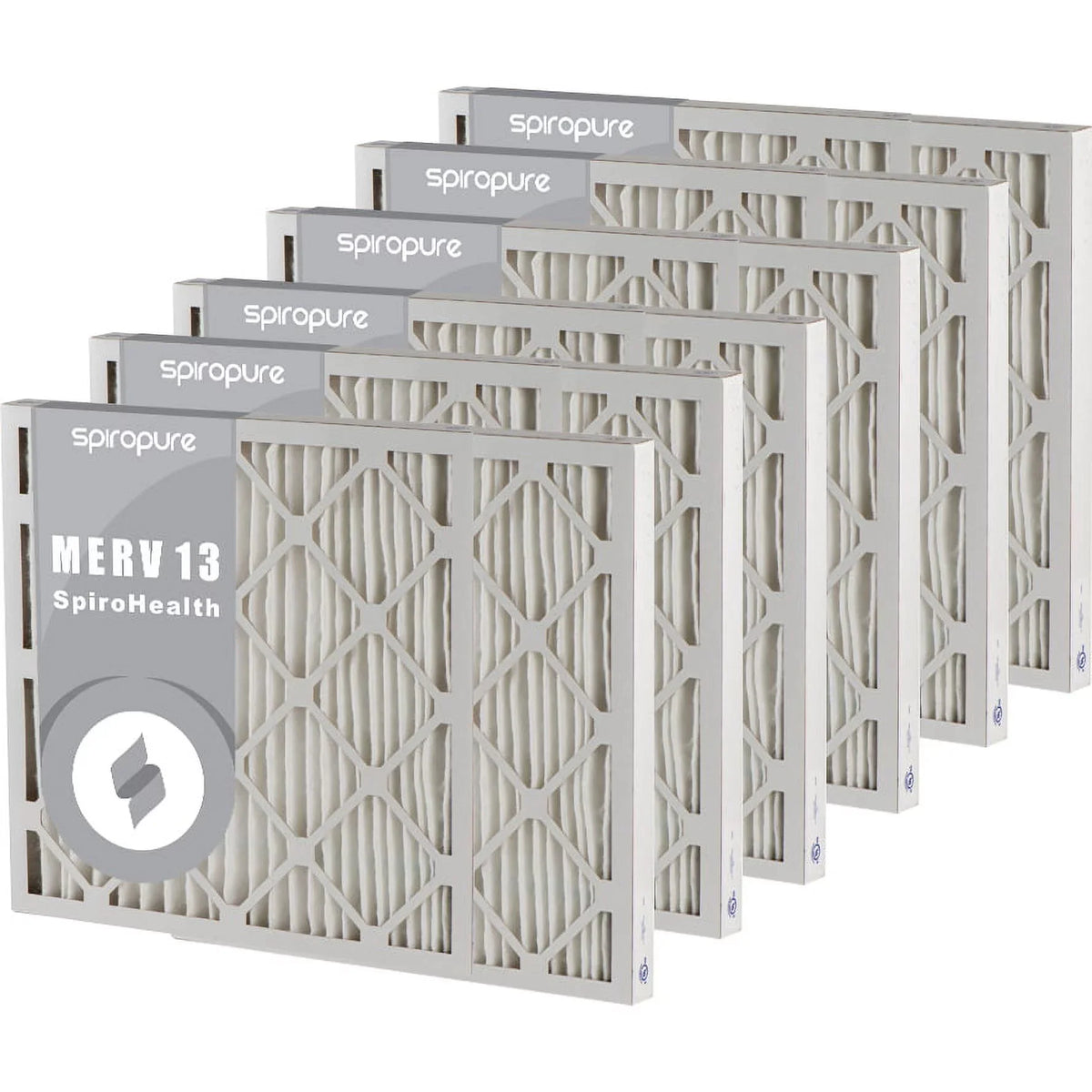 SpiroPure 18x32x2 MERV 13 Pleated Filter Air Filters - Made in USA (6 Pack)