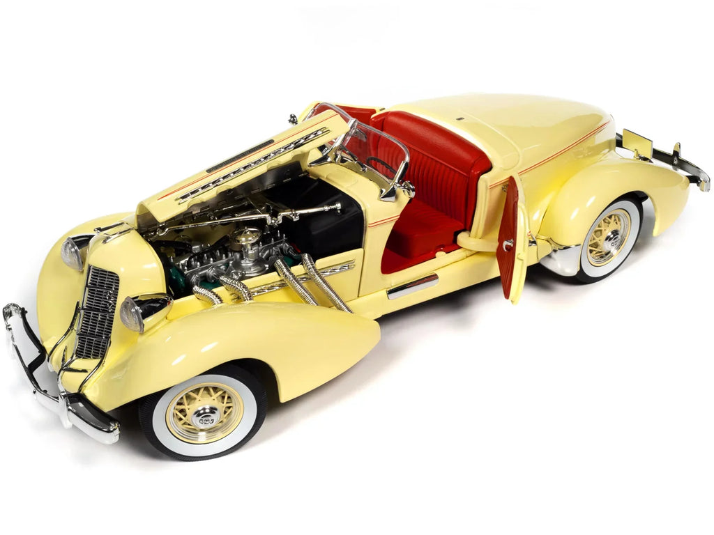 Autoworld AW297 1-18 Diecast 1935 Auburn 851 Speedster Model Car, Cream with Crimson