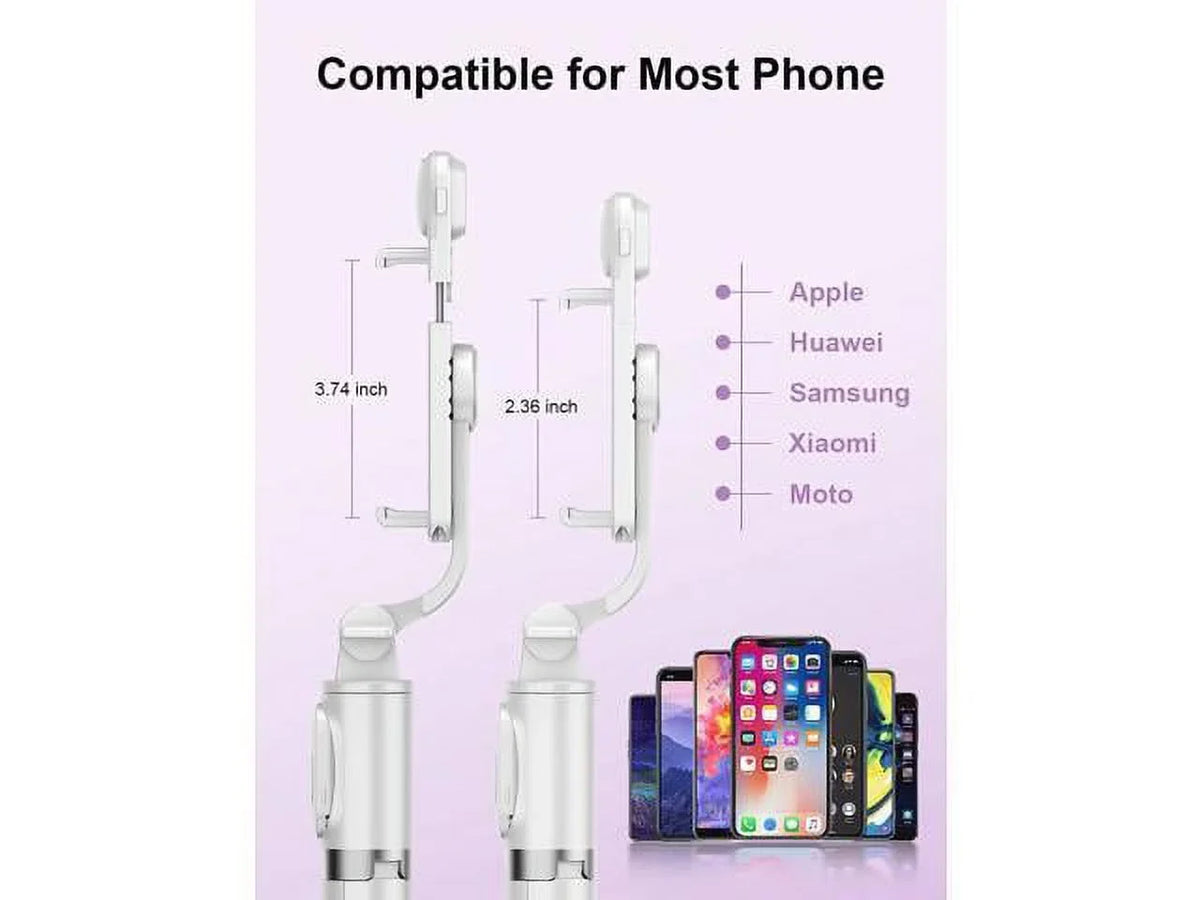 Selfie Stick Tripod with Remote, Extendable Cell Phone Tripods with LED Ring Light, Remote Compatible with iPhone and Android (White, Model Q02s)