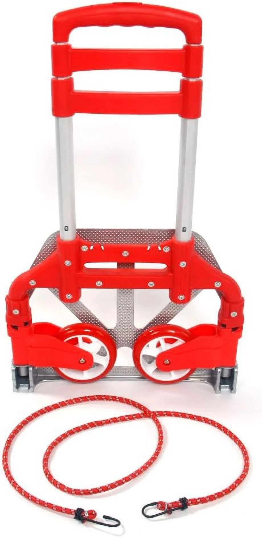 Aluminium Portable Folding Collapsible Push Truck,Hand Trolley Luggage Hand Cart and Dolly 165.35 lbs (75kg) for Home, Auto, Office,Travel Use Ruby