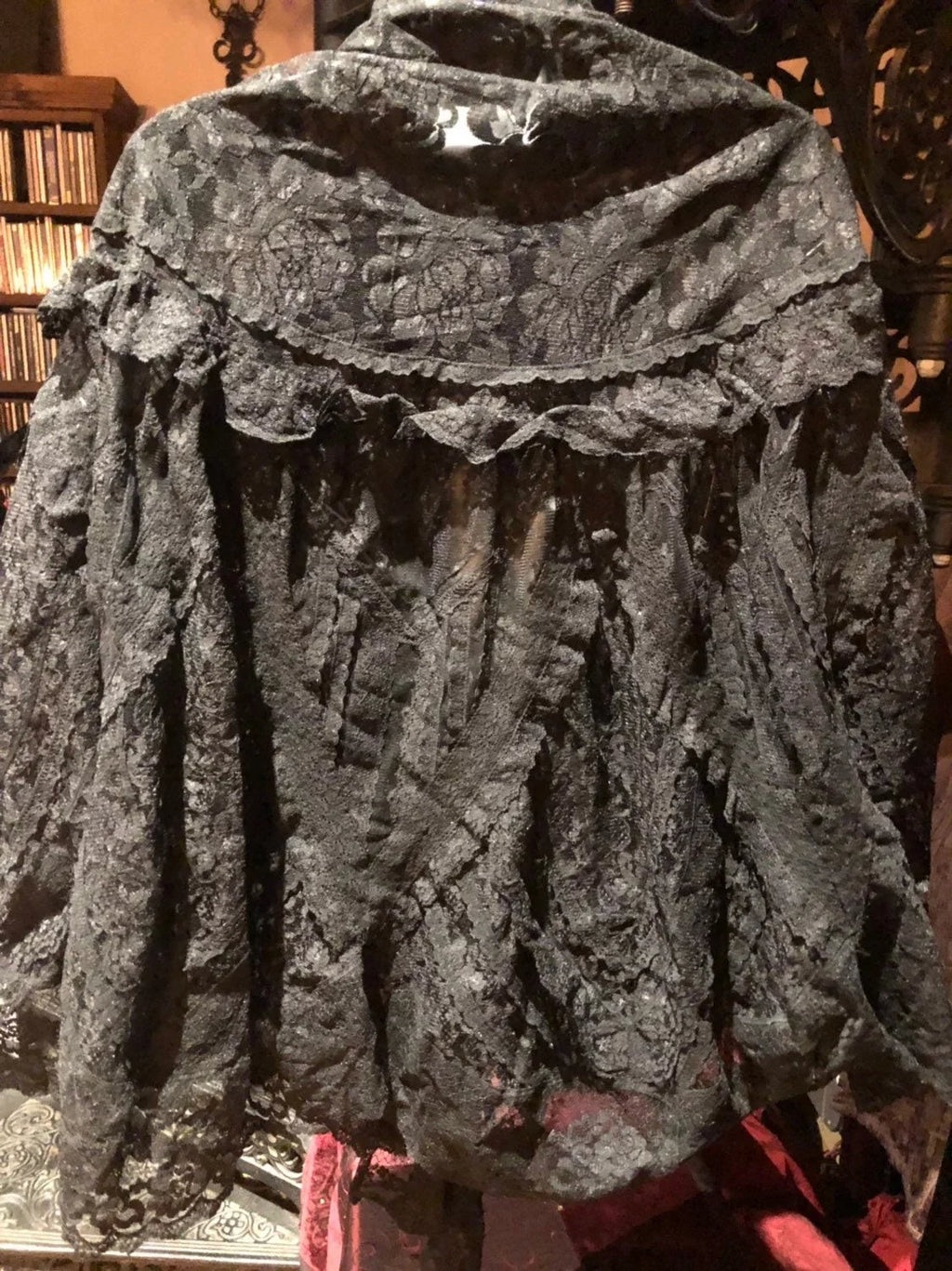 Vintage Victorian Style Antique Lace Black Scarlet Summer Scarf Wrap