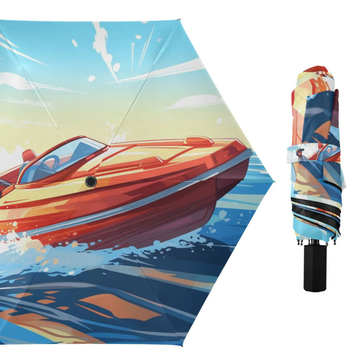 Boating Compact Folding Umbrella for Rain Windproof Travel Umbrella UPF 50+ Lightweight Packable Arc Fit