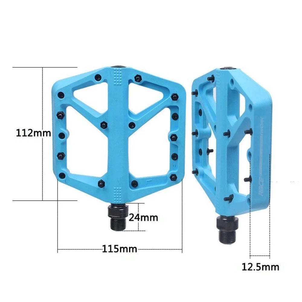RACEWORK Mountain Bike Pedal Nylon Fiber Ultra-light Sealed Bearings DH XC AM Off-road Lightweight Antislip Extra Large