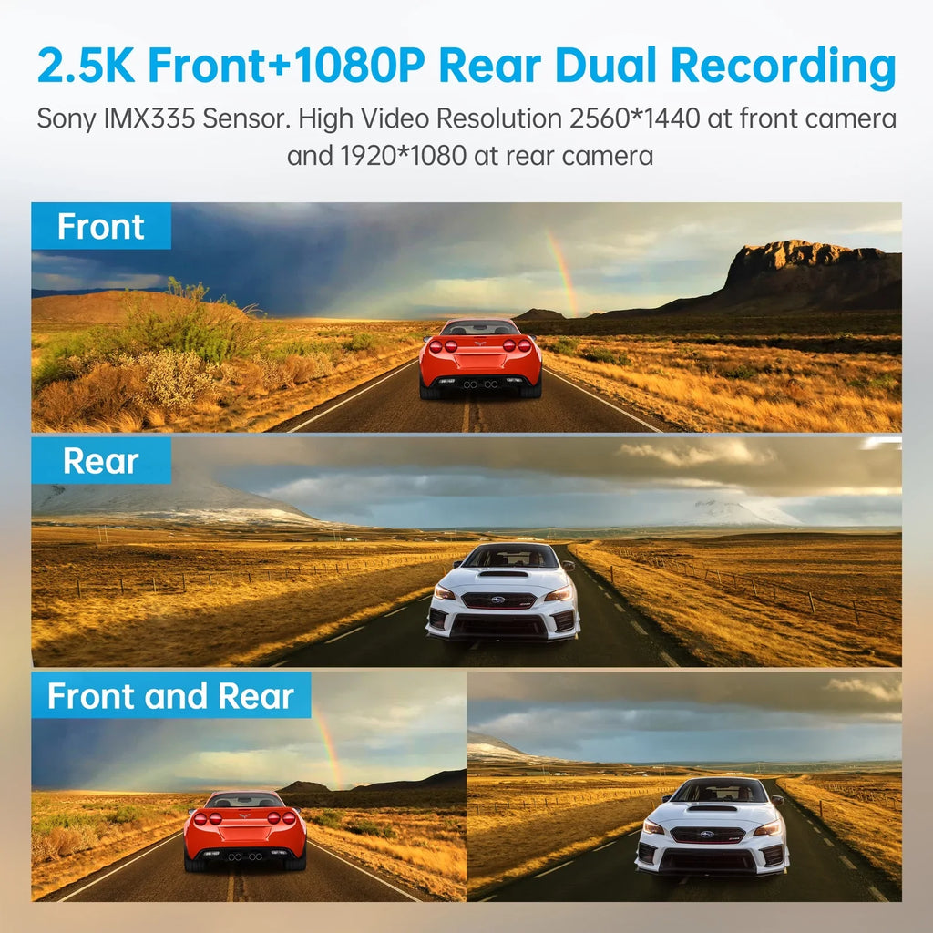 2.5K 12 Inch Mirror Dash Cam GPS Rear View Mirror Camera, Touch Screen Dual Dash Cam Front and Rear with Waterproof Backup Camera Parking Assistance, Night Vision, Loop Recording