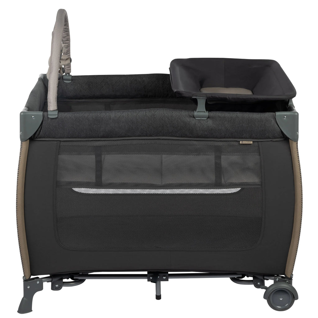 Monbebe Play Yard with Full Dimensions Rocking Bassinet, Castle Point