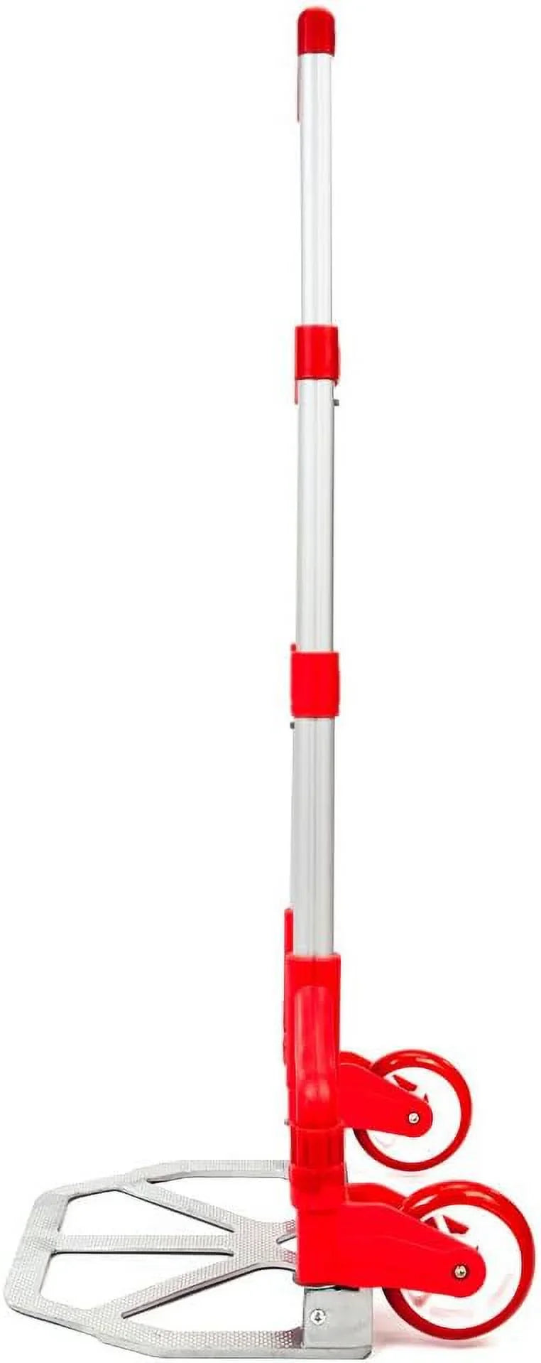 Aluminium Portable Folding Collapsible Push Truck,Hand Trolley Luggage Hand Cart and Dolly 165.35 lbs (75kg) for Home, Auto, Office,Travel Use Ruby