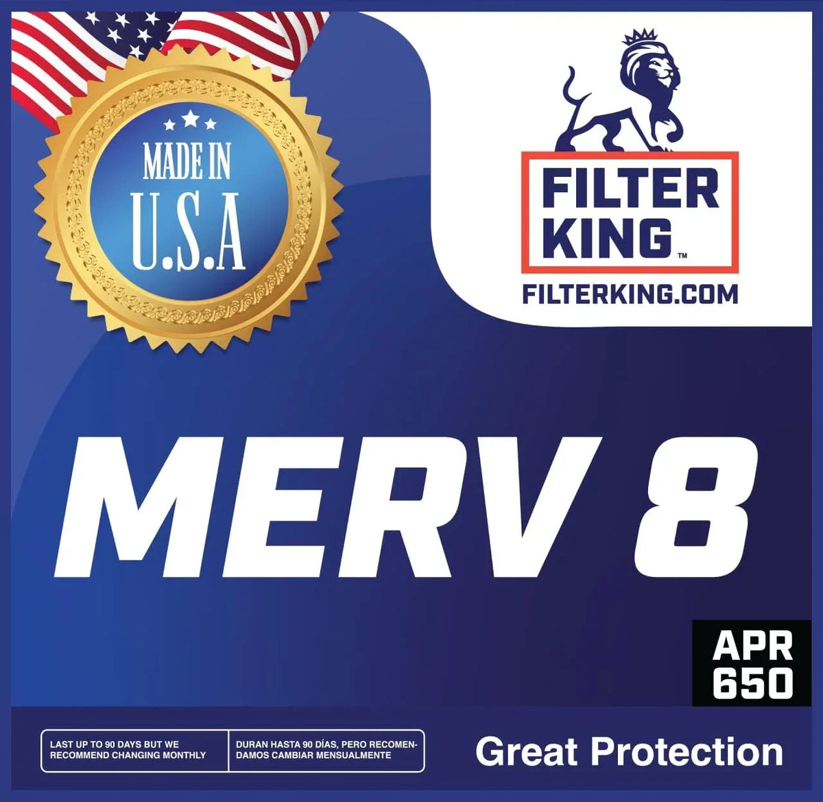 Filter King 10.5x42.5x1a Air Filter | 4-PACK | MERV 8 HVAC Pleated A/C Furnace Filters | MADE IN USA | Actual Measurement 10.5 x 42.5 x .75"