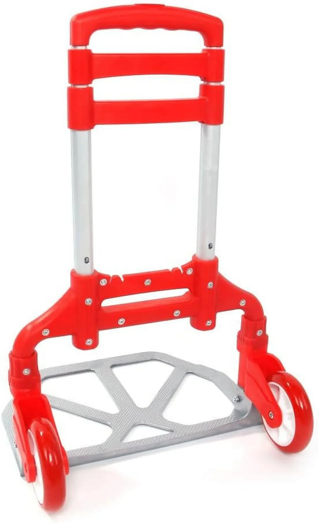 Aluminium Portable Folding Collapsible Push Truck,Hand Trolley Luggage Hand Cart and Dolly 165.35 lbs (75kg) for Home, Auto, Office,Travel Use Ruby